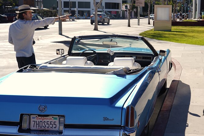 Discover LA in a Classic Cadillac Eldorado - Hollywood Sign in the hills: set up for photos, not a museum visit