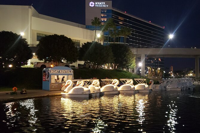 Illuminated Swan Boat Night Ride on Rainbow Lagoon in Long Beach - Picnics on a pedal boat: how to set up a comfortable onboard night