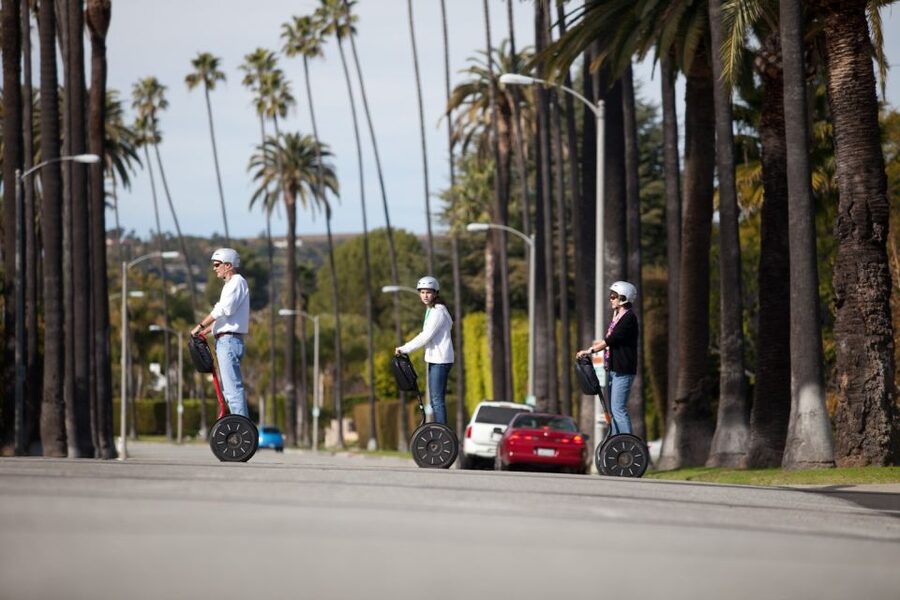 The Beverly Hills Segway Tour - Beverly Hills sign and Beverly Hilton area, how the stop becomes a photo plan